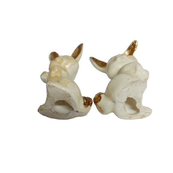 Decorative Easter Rabbits Bunny Figurines White Ivory Gold Bisque 80's RARE VTG - Picture 8 of 16